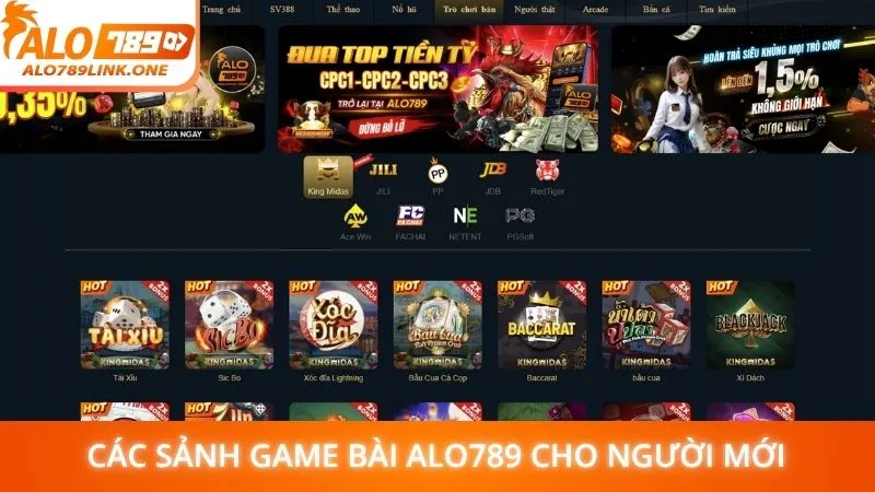Các sảnh game bài Alo789 cho người mới
