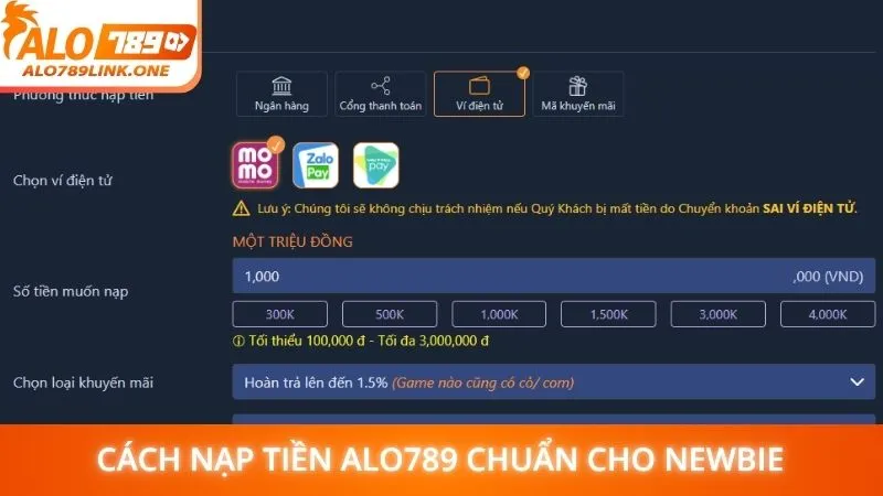 Cách nạp tiền Alo789 chuẩn cho newbie